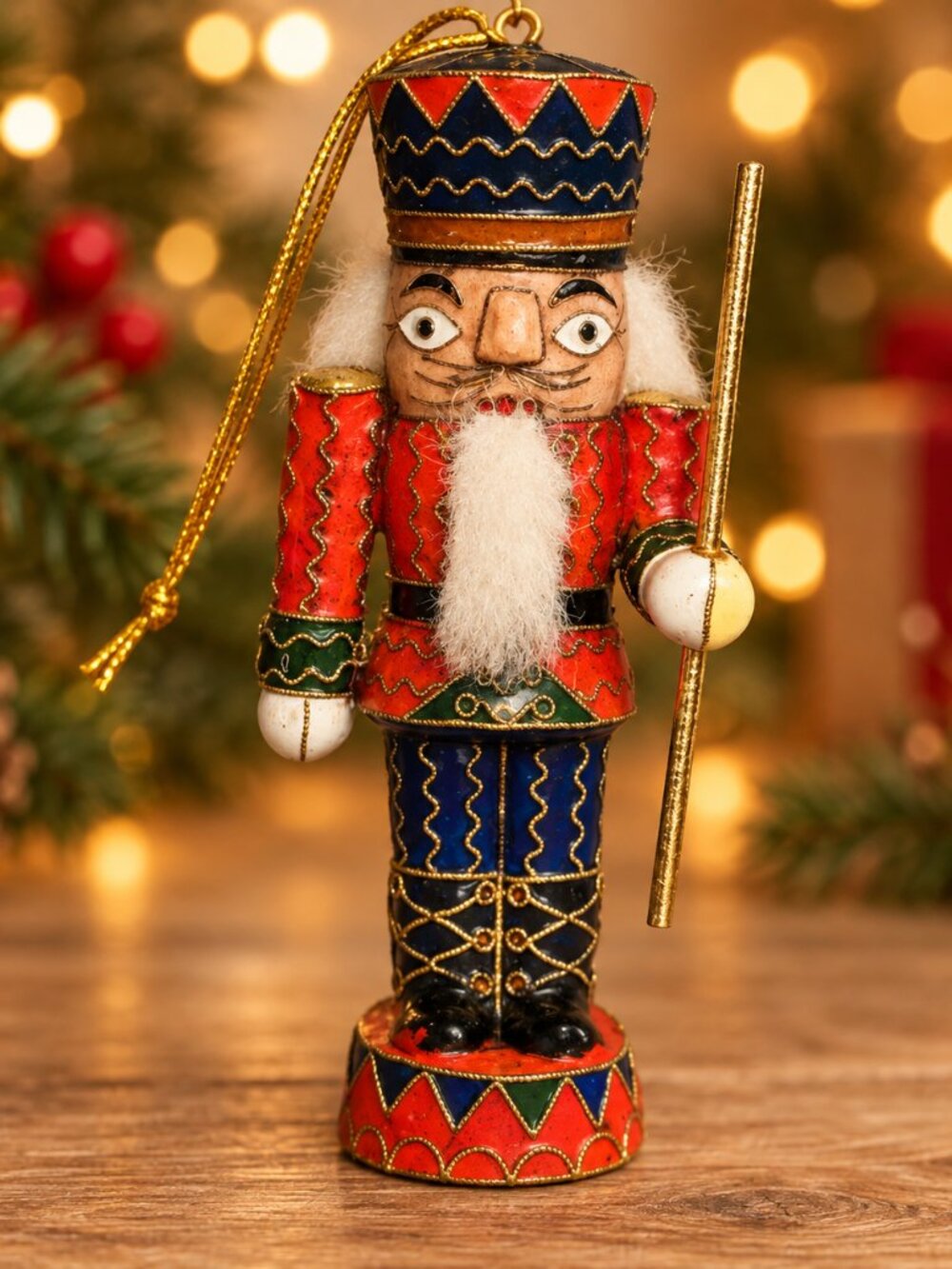 Vintage Dillards Trimmings Metal Nutcracker Soldier Christmas Ornament 5”